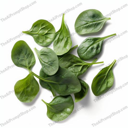 AI Midjourney Prompt for Food - B328s - Top Down Spinach View
