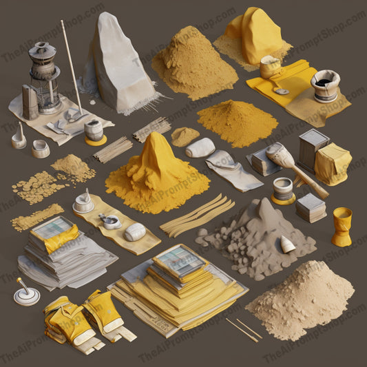AI Midjourney Prompt for Game Assets - B245s - Sand Salt and Cement Collection