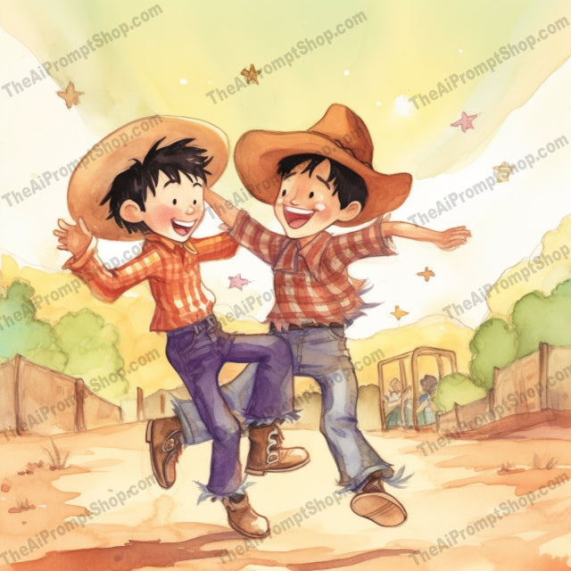 AI Midjourney Prompt for C18 - Storybook Illustrations - The Child and the Little Cowboy