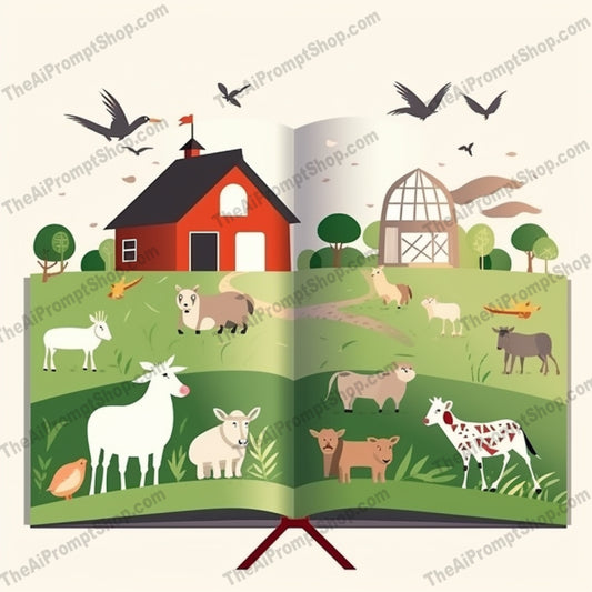AI Midjourney Prompt for C5 - Storybook Illustrations - Animal Farm Book World