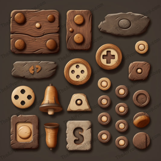 AI Midjourney Prompt for Rustic Cartoon Game Elements