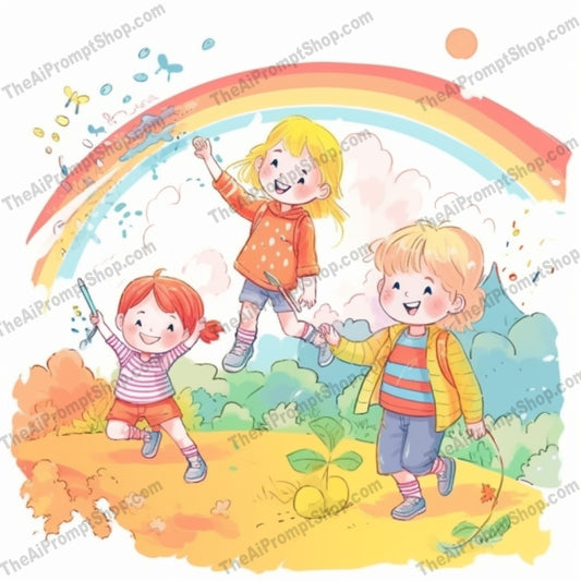 AI Midjourney Prompt for Illustrations - B89s - Rainbow Kindergarten Fun
