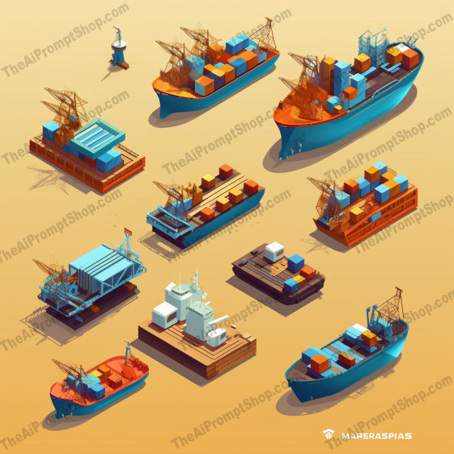 AI Midjourney Prompt for Isometrics - B81s -  Majestic Marine Vessels