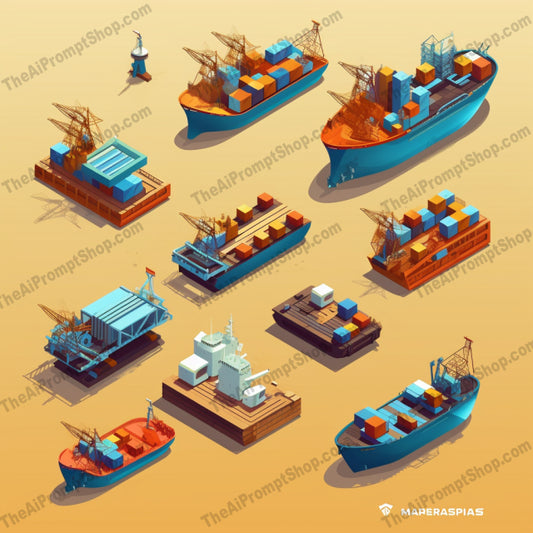 AI Midjourney Prompt for Isometrics - B81s -  Majestic Marine Vessels