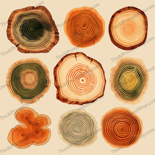 AI Midjourney Prompt for Isometrics - B285s -  Illustrative Tree Slices