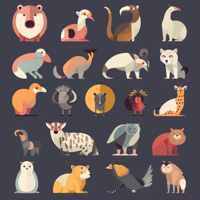 AI Midjourney Prompt for Animated Wild Animal Icons