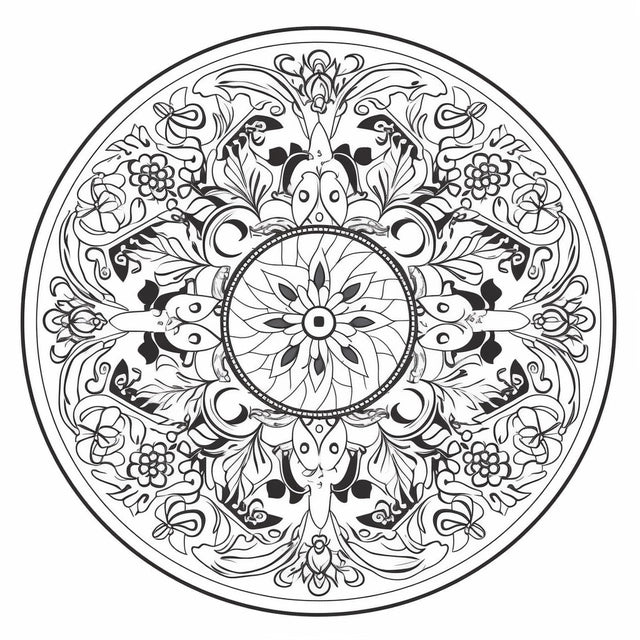 AI Midjourney Prompt for Tondo Style Ornamental Coloring