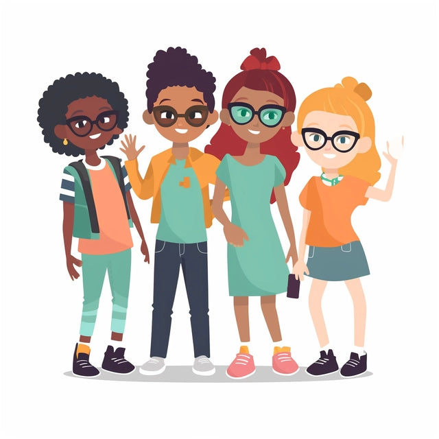 AI Midjourney Prompt for Colorful Children in Nerdcore Style