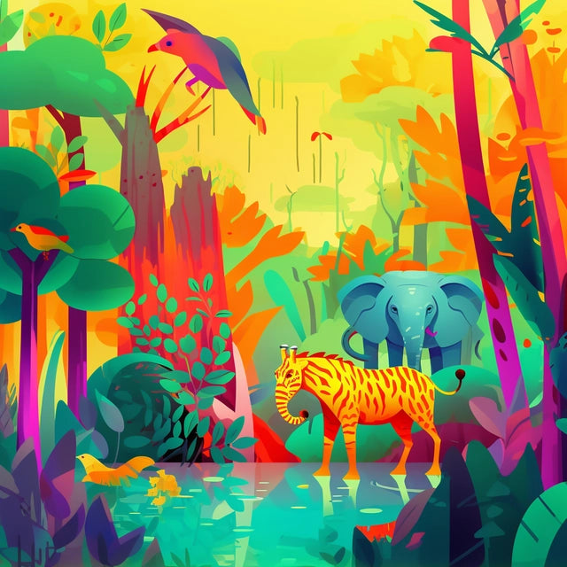 AI Midjourney Prompt for Playful Jungle Animal Scene