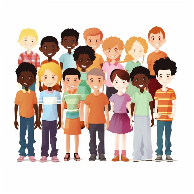 AI Midjourney Prompt for Colorful Children in Nerdcore Style