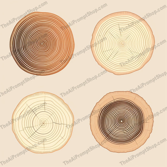 AI Midjourney Prompt for Isometrics - B287s -  Tree Stump Slice Set