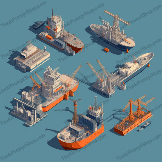 AI Midjourney Prompt for Isometrics - B82s -  Isometric Ship Show