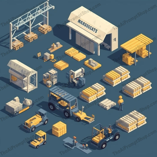 AI Midjourney Prompt for Isometrics - B22s -  Precisionist Warehouse Set