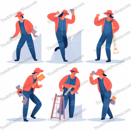 AI Midjourney Prompt for Isometrics - B52s -  Reimagined Cartoon Construction Workers