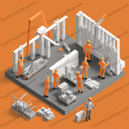 AI Midjourney Prompt for Isometrics - B43s -  Expressive Construction Workers