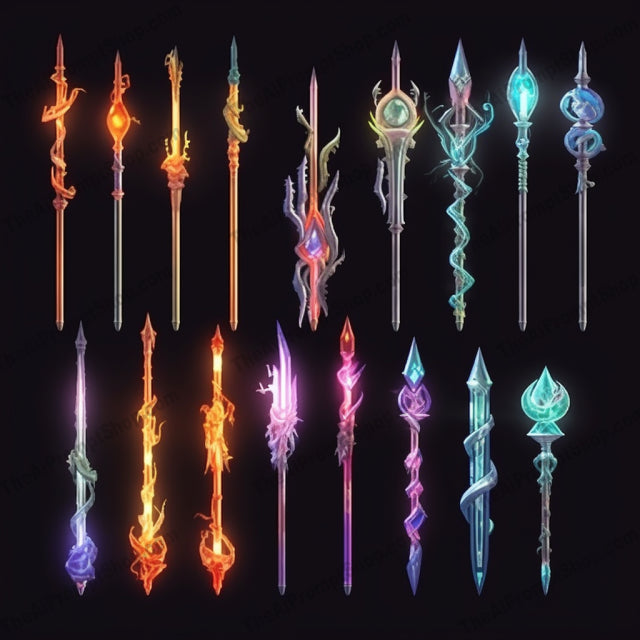 AI Midjourney Prompt for Luminous 3D Wand Collection with Fantasy Elements