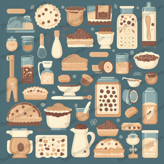 AI Midjourney Prompt for Patterns - B158s - Playful Baking Tools