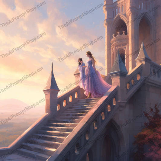 AI Midjourney Prompt for C80 - Storybook Illustrations - Stairway to Fantasy