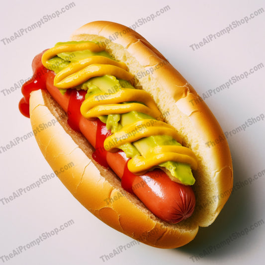 AI Midjourney Prompt for Food - B342s - Hot Dog with Ketchup