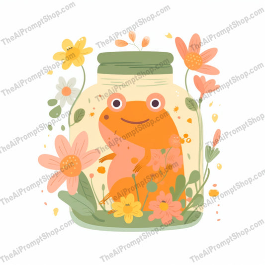 AI Midjourney Prompt for Illustrations - B220s -  Frog in a Jar
