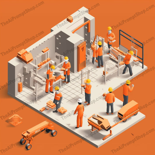 AI Midjourney Prompt for Isometrics - B41s -  Isometric Construction Workers