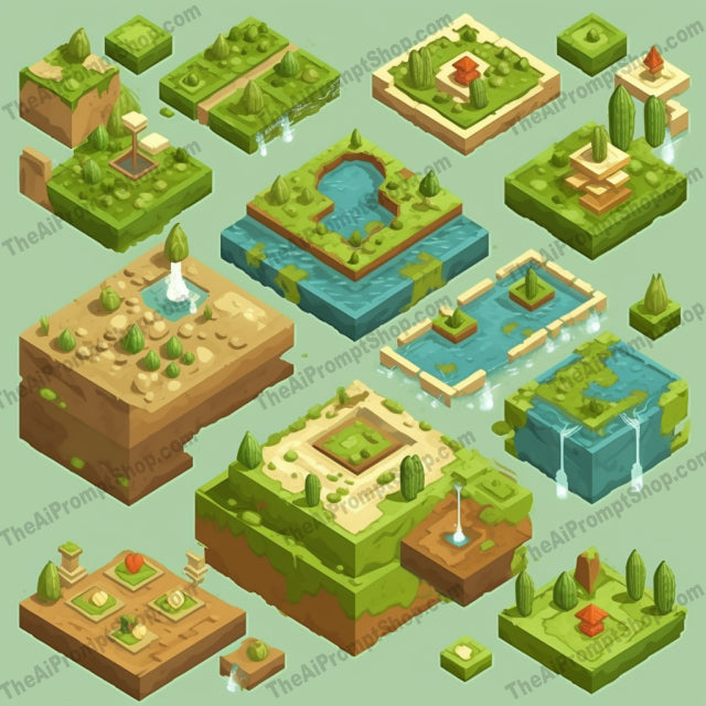 AI Midjourney Prompt for Naturalistic Isometric Terrain