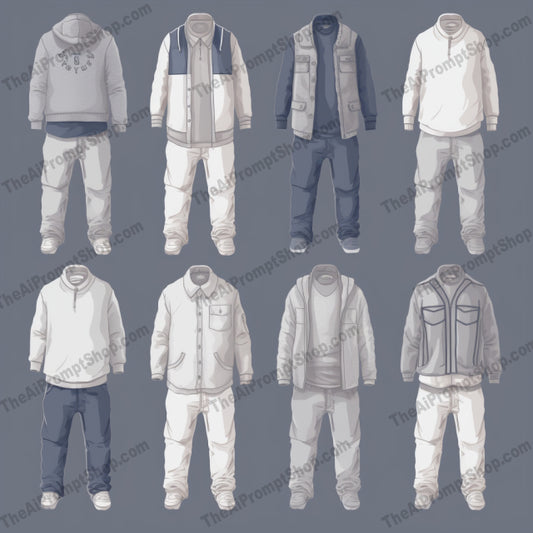 AI Midjourney Prompt for Clothing Types on Grey