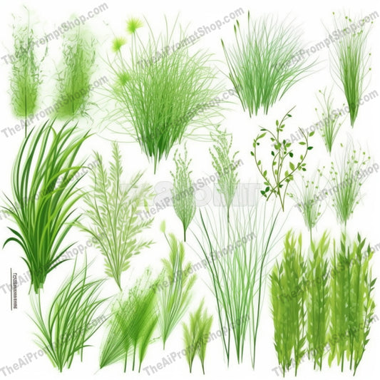 AI Midjourney Prompt for Game Assets - B71s - Realistic Grass Illustrations