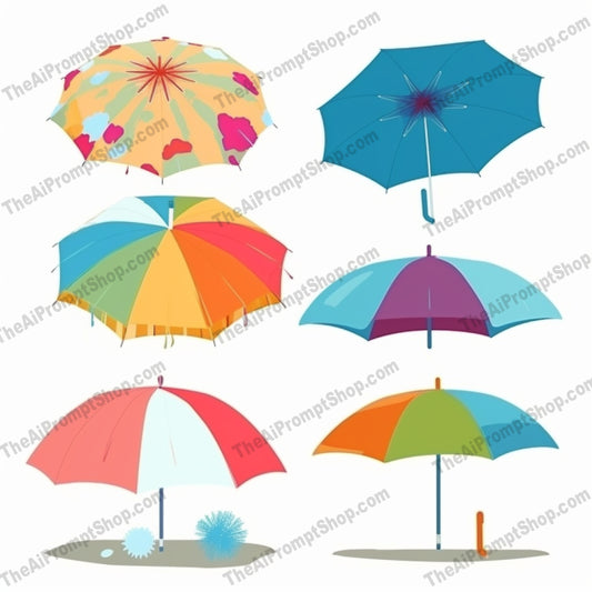 AI Midjourney Prompt for Isometrics - B166s -  Colorful Umbrella Collection