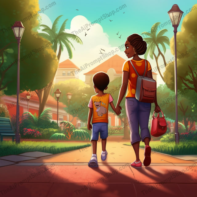 AI Midjourney Prompt for C214 - Storybook Illustrations - Bold Park Stroll