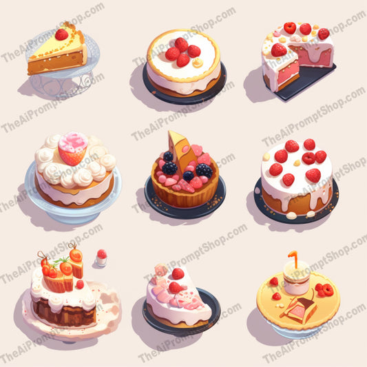 AI Midjourney Prompt for Food - B261s - Iconic Cakes