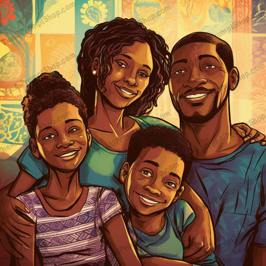 AI Midjourney Prompt for C144 - Storybook Illustrations - Family of Four
