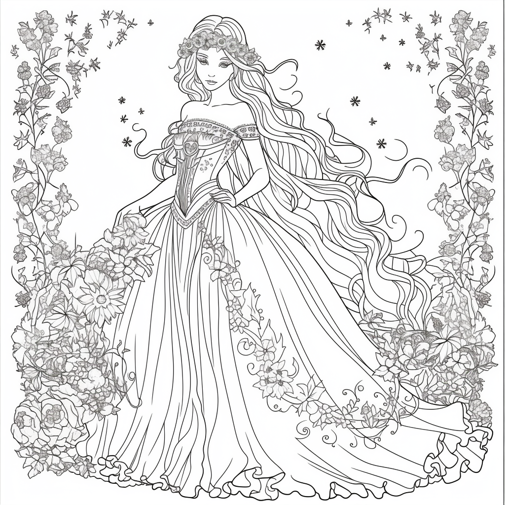 Detailed Princess Coloring Pages
