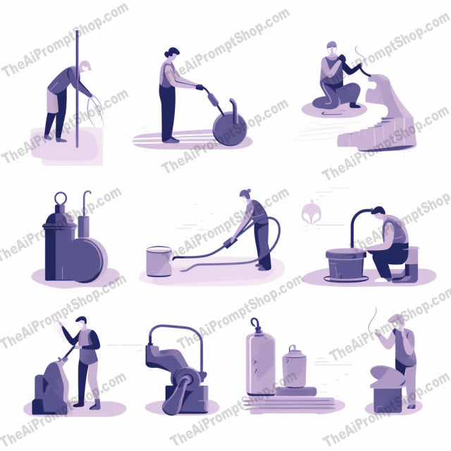 AI Midjourney Prompt for Isometrics - B60s - Vacuuming in Style