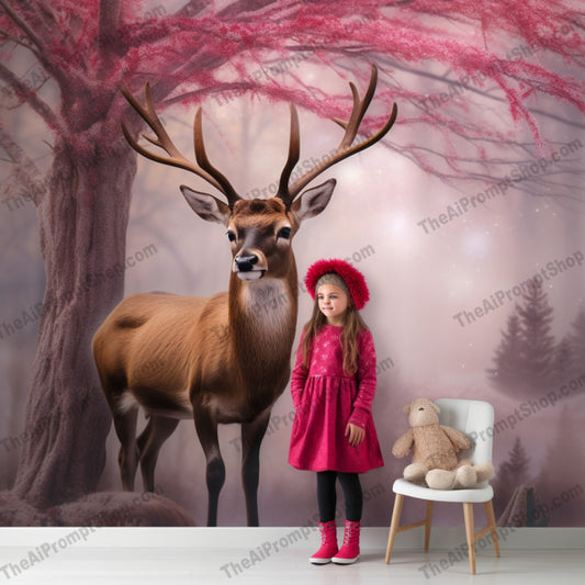 AI Midjourney Prompt for C36 - Storybook Illustrations - Christmas with Reindeer