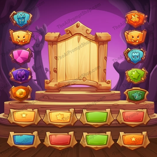 AI Midjourney Prompt for Colorful Grotesque Game Interface Template