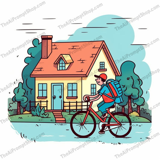 AI Midjourney Prompt for C245 - Storybook Illustrations - Bike with House