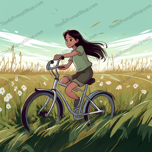 AI Midjourney Prompt for C224 - Storybook Illustrations - Field Bike Riding Fun