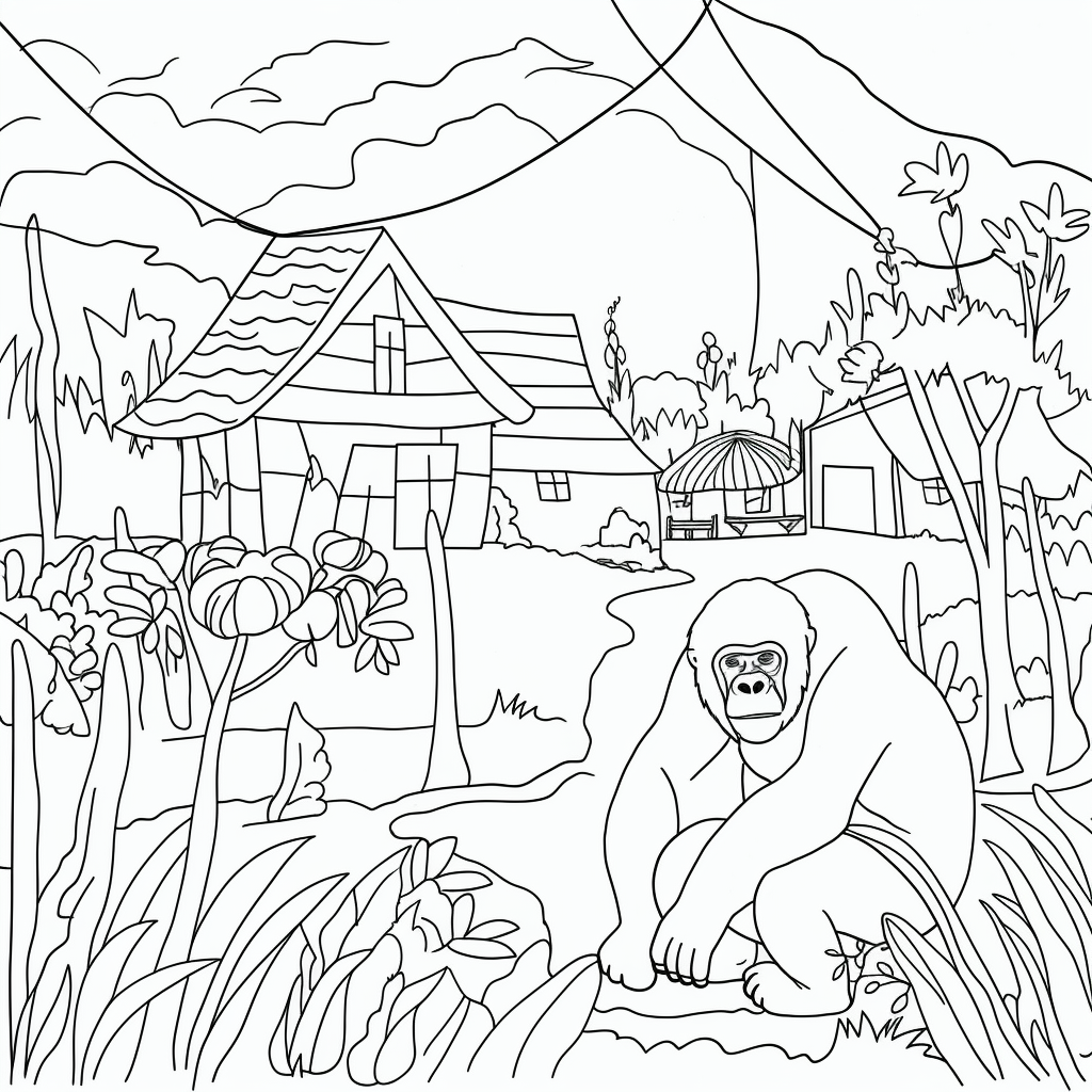 AI Midjourney Prompt for Coloring Page - Bold Farm Animal Coloring