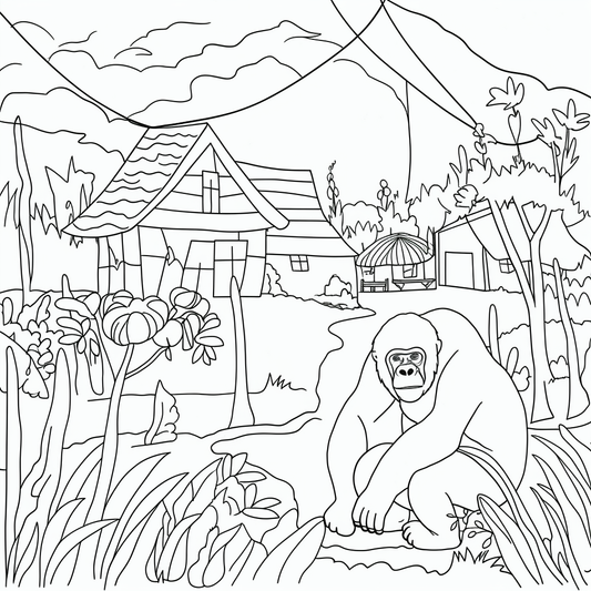 AI Midjourney Prompt for Coloring Page - Bold Farm Animal Coloring