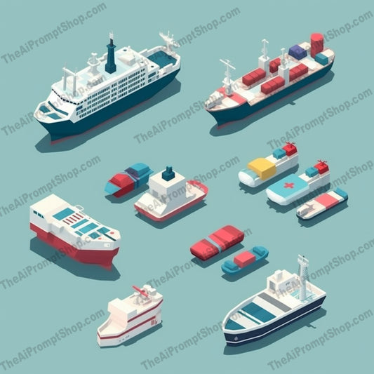 AI Midjourney Prompt for Game Assets - B125s - Isometric Shipping Icons