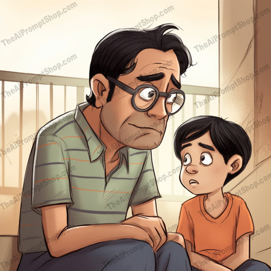 AI Midjourney Prompt for C198 - Storybook Illustrations - Father and Son Moment