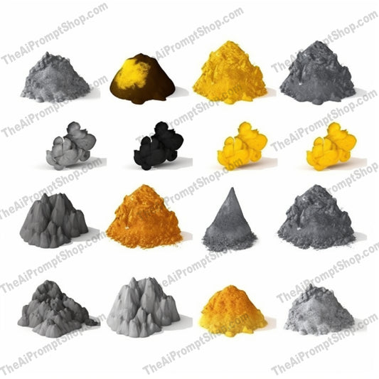 AI Midjourney Prompt for Game Assets - B248s - Colored Coal Icons