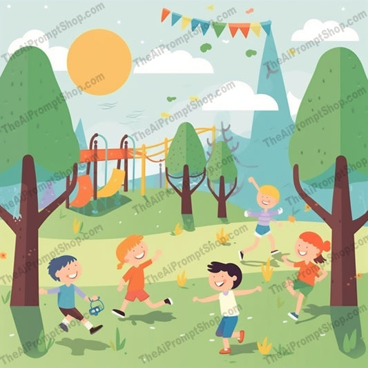 AI Midjourney Prompt for C255 - Storybook Illustrations - Park Playtime