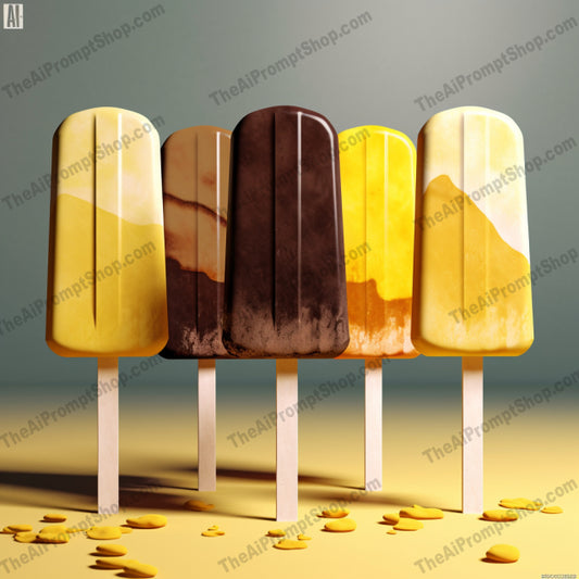 AI Midjourney Prompt for Food - B346s - Ice Cream Pops on Sticks Set