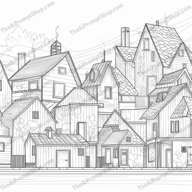 AI Midjourney Prompt for Illustrations - B14s -  Minimalist Urban Houses