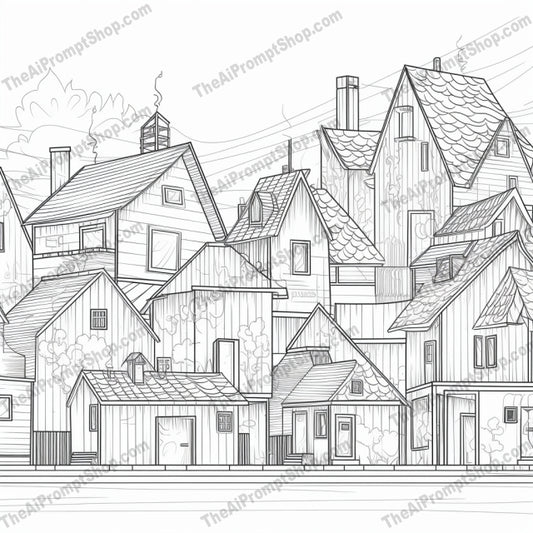 AI Midjourney Prompt for Illustrations - B14s -  Minimalist Urban Houses