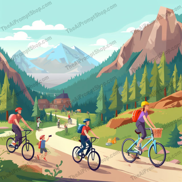 AI Midjourney Prompt for C149 - Storybook Illustrations - Mountain Biking Adventure