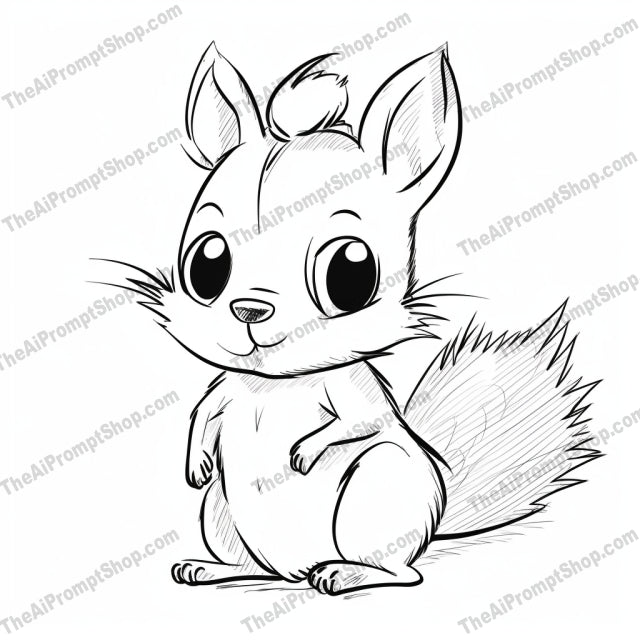 AI Midjourney Prompt for Watercolor Coloring Pages with Cute Animal