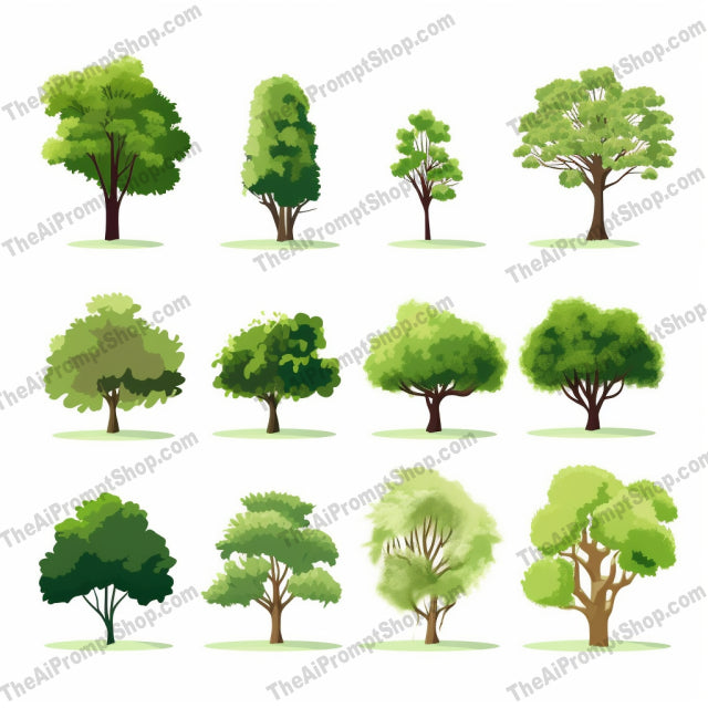 AI Midjourney Prompt for Vector Trees with Free Brushwork